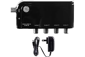 GE 4-Way HD Digital TV Antenna Amplifier: Upgrade Your Home Entertainment with Crystal-Clear Picture Quality