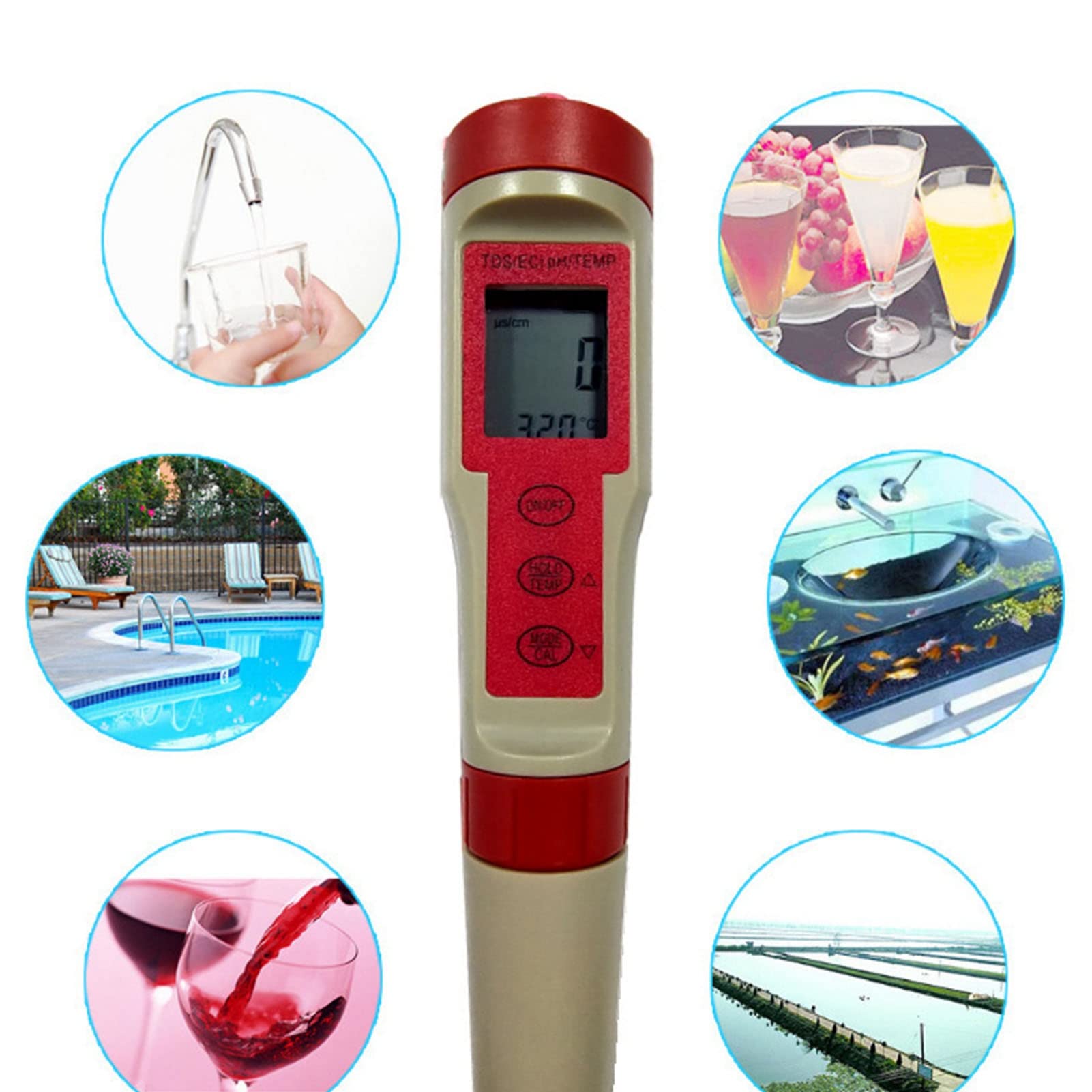 Natudeco 4 in Water Quality Tester pH TDS EC Temperature Detection with HD Screen Water Testing Pen for Accurate Water Quality Monitoring