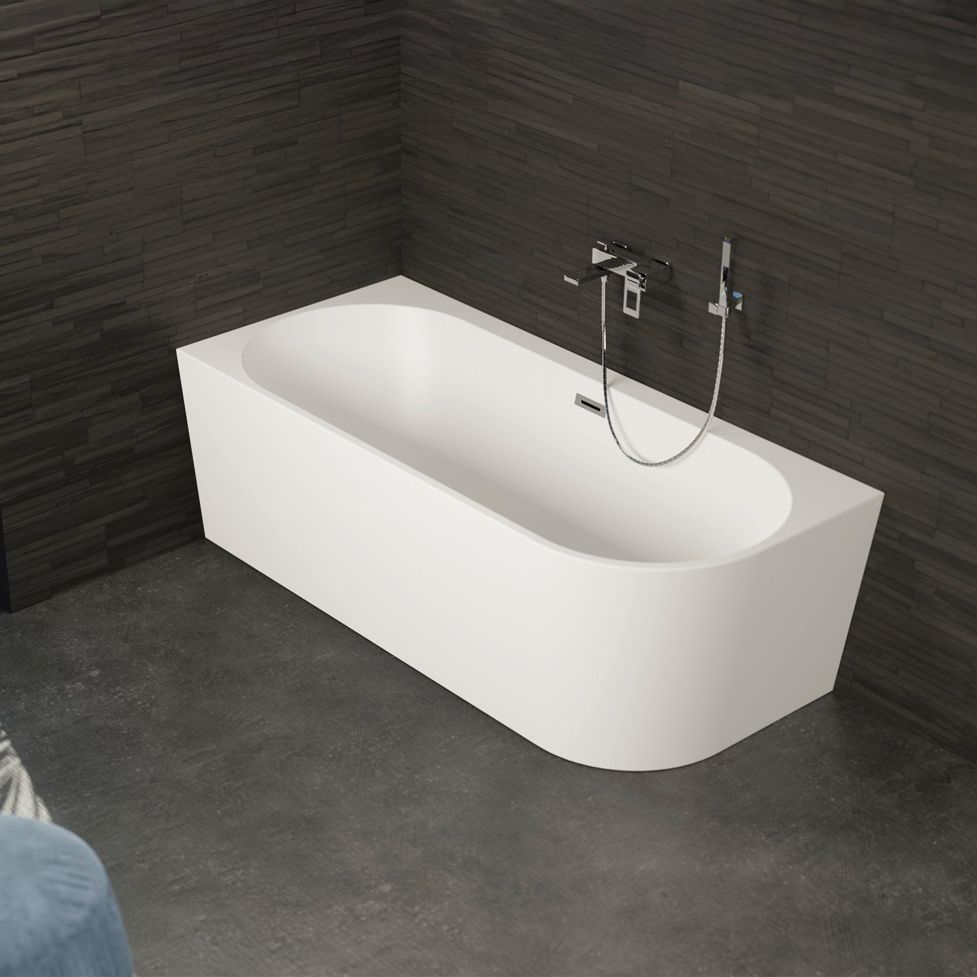CAPRI GAUCHE - Vasca freestanding a parete Sinistra L 160 x l 76 cm, by SPALINA