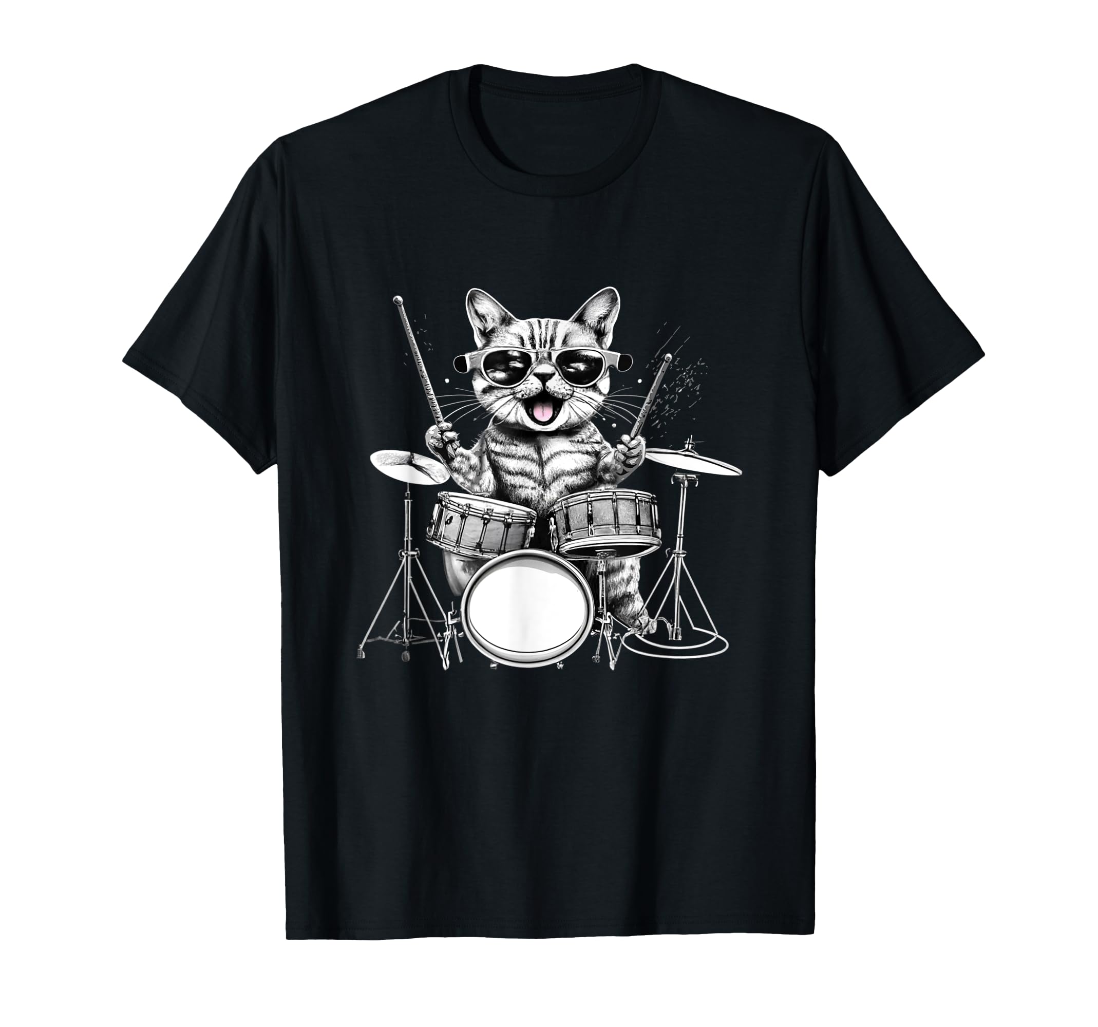 Kitten Rock Band Drummer Cat Playing Drums T-Shirt