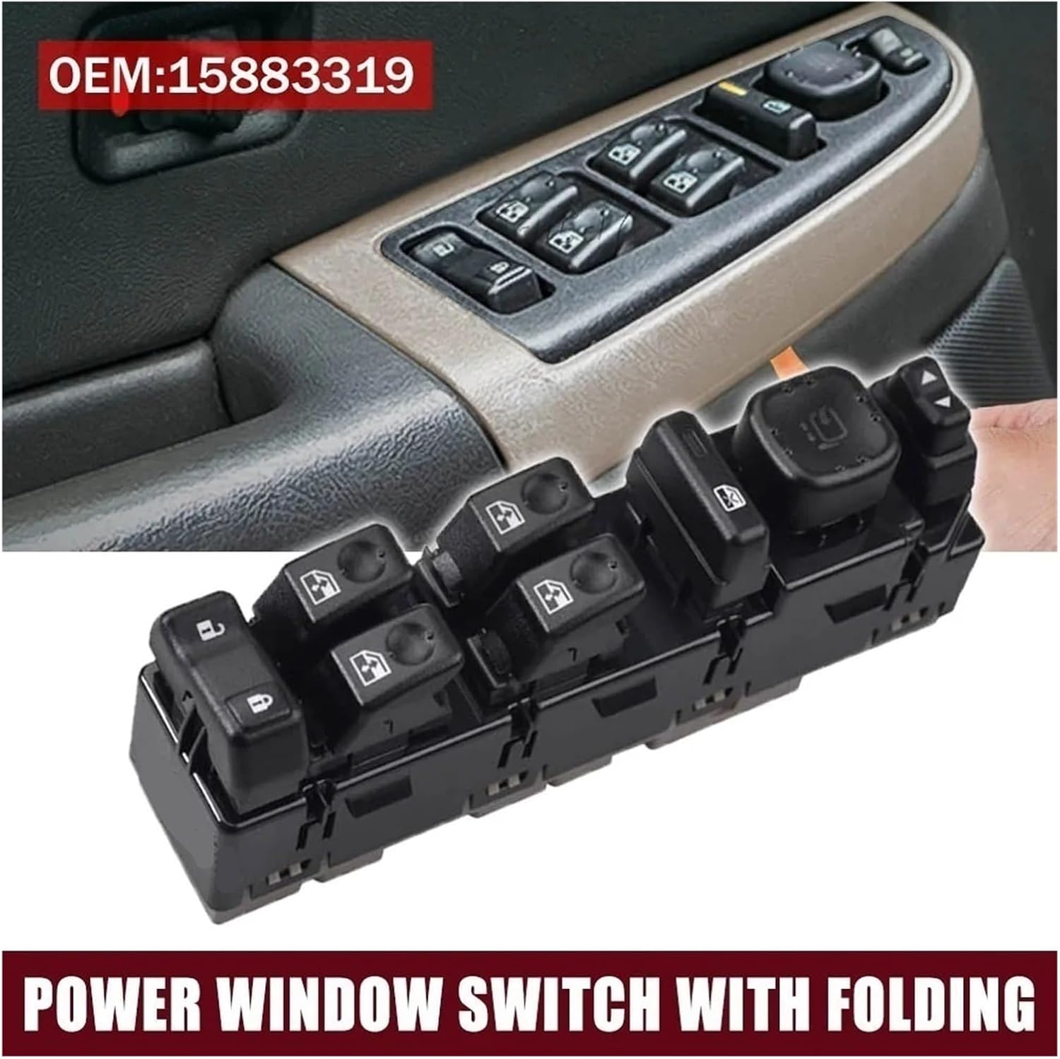 15883319 Master Power Window Switch With Folding Mirror Compatible For Hummer H2 For Chevrolet Suburban For GMC Yukon Sierra 2003 2004 2005 2006
