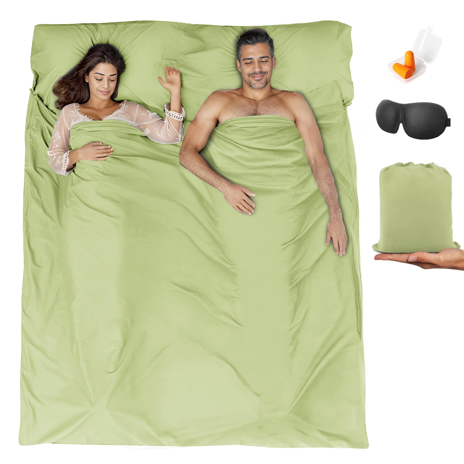 Sleeping Bag Liner,Travel Sheet &amp; Adult Sleep Sack, Camping Sheets Travel Sleep Sack for Backpacking,Hotels &amp; Hostels -Lightweight Single &amp;Double Travel Sheet Camping Sheets