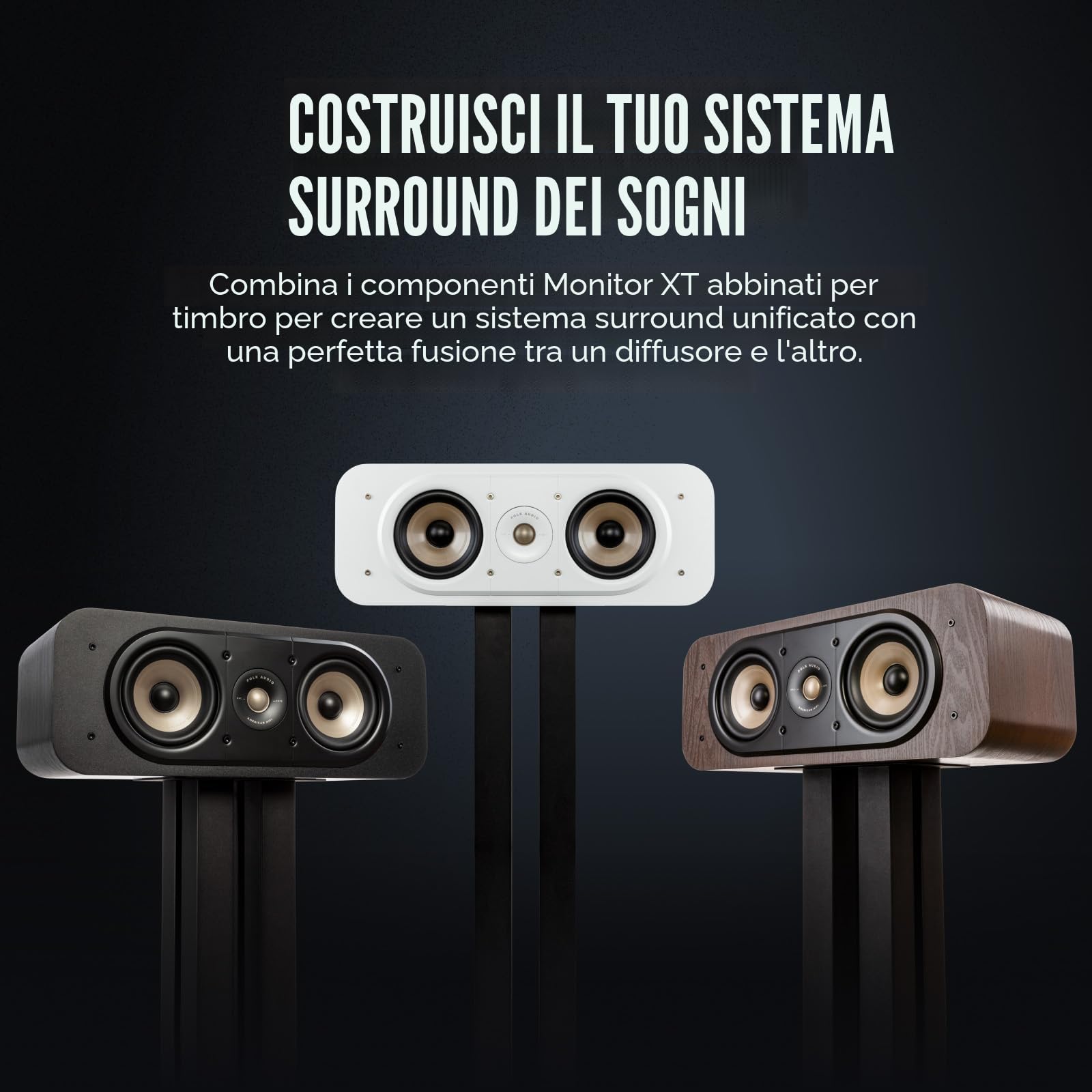 Polk Audio Signature Elite ES30, Diffusore Centrale per Sistema Home Cinema ad Alta Risoluzione, Nero