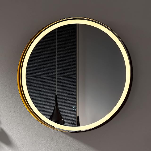Pebble Grey Copenhagen Illuminated Bathroom Mirror with Ambient LEDs | Touch Sensor Switch | 600 x 600 | IP44 Rated | 10 Year Guarantee