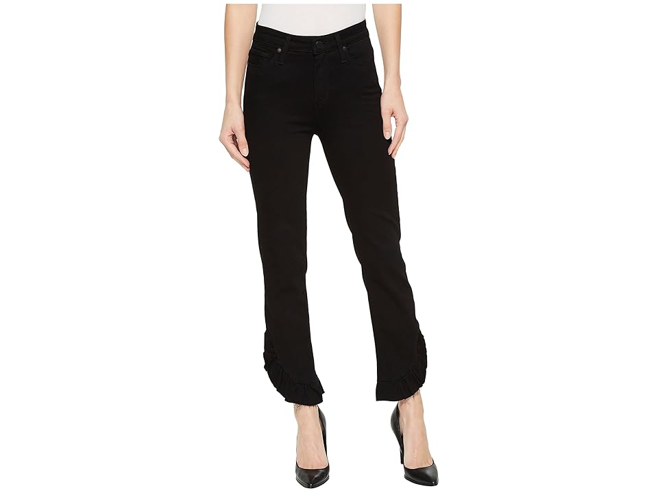 

Paige Hoxton Straight Ankle 27 w/ Mini Ruffle in Black Shadow (Black Shadow) Women's Jeans