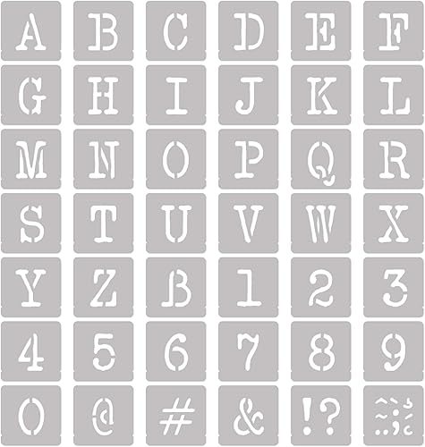 Miniatura 3 de Plantilla de pared de plástico reutilizable  1.969 in  Letras mayúsculas para máquina de escribir  42 hojas completas en mayúscula para letras del