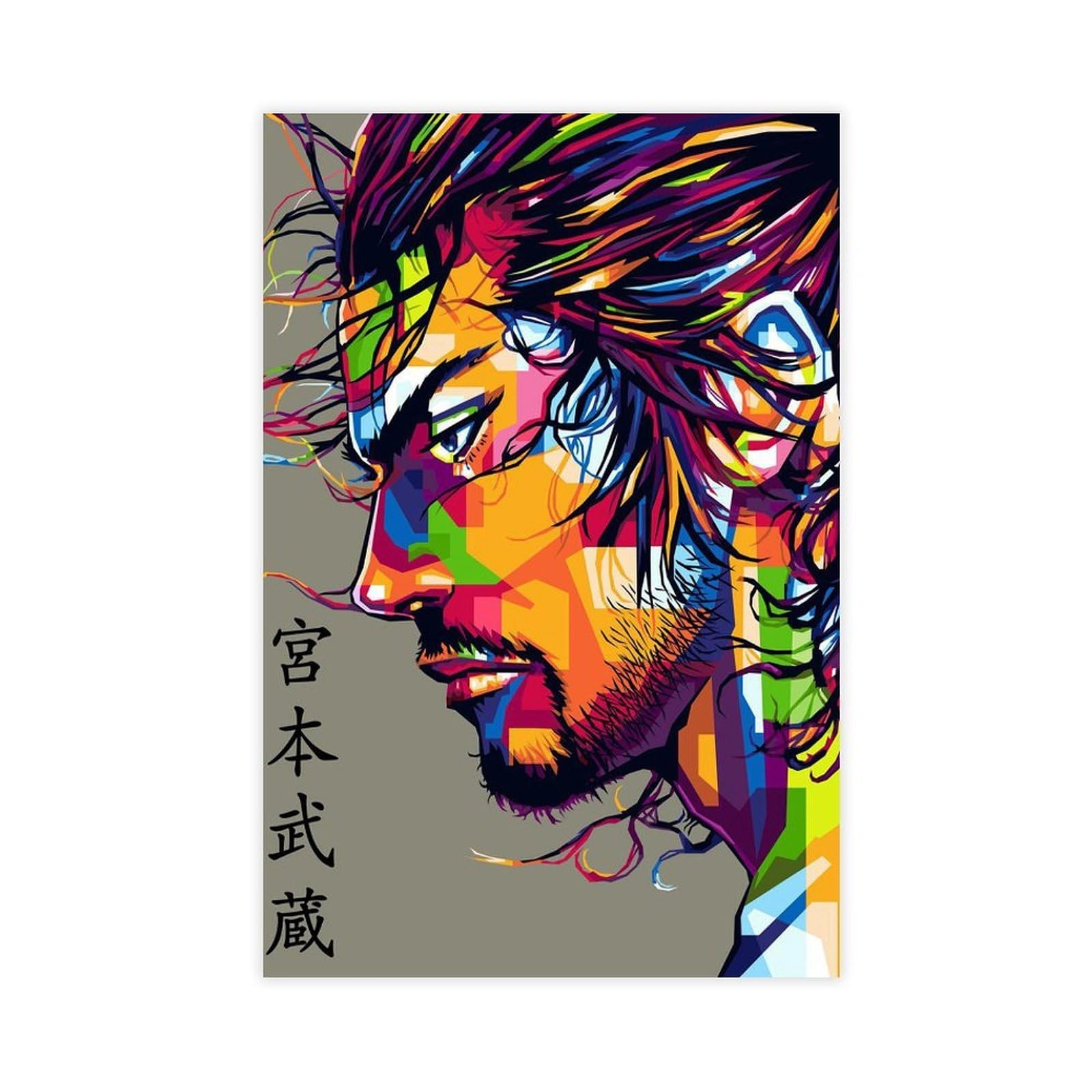 Qnvjqkdsi Unframe Japanese Samurai Miyamoto Musashi (2) Canvas Poster Bedroom Decor Landscape Office Room Decor Gift 16" L X 24" W