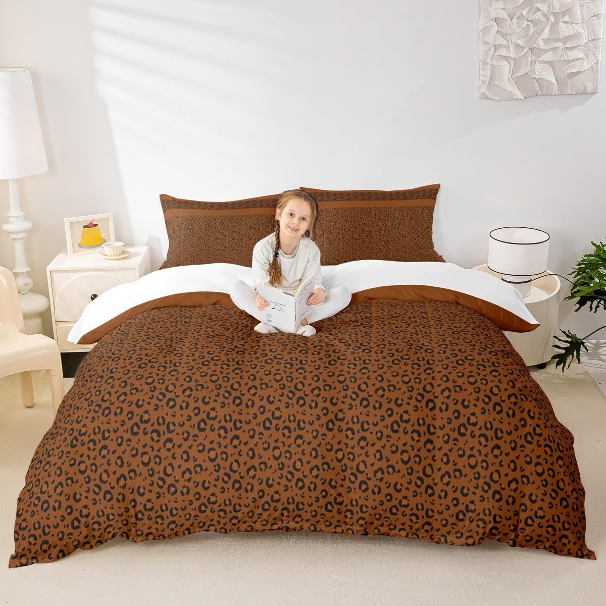 Housse de couette zébrée Manfei pour lit double, parure douce lavable pour chambre d'enfant