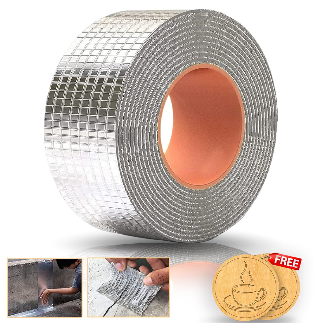 HOMEST Leakage Repair Waterproof Tape for Pipe Leakage Roof Water Leakage Solution Aluminium Foil Tape Waterproof Adhesive Tape Sealing Butyl Rubber Tape for Surface Crack, Pipe Repair (B0C9MTGLF9) Amazon Price History, Amazon Price Tracker
