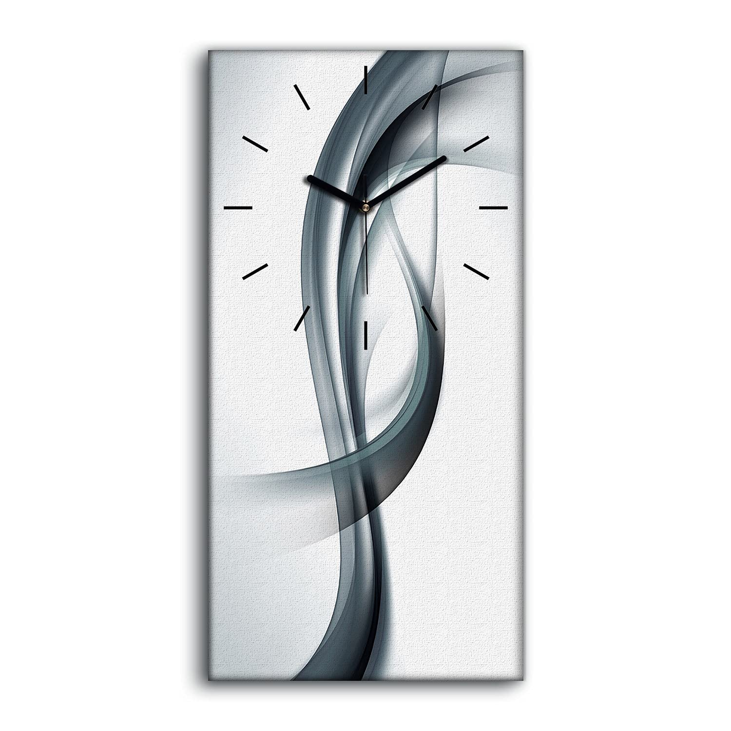 Horloge sur toile vagues d'art abstrait 30x60cm pour remplacer un mur vide