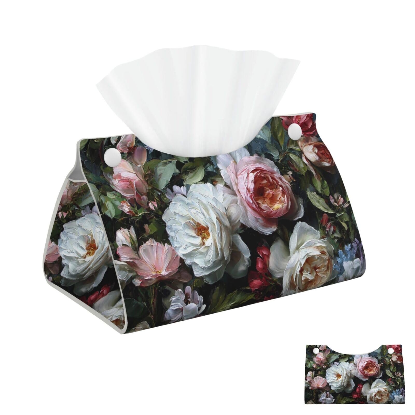 Rose Floral Tissue Box Cover Square Cube Boxes