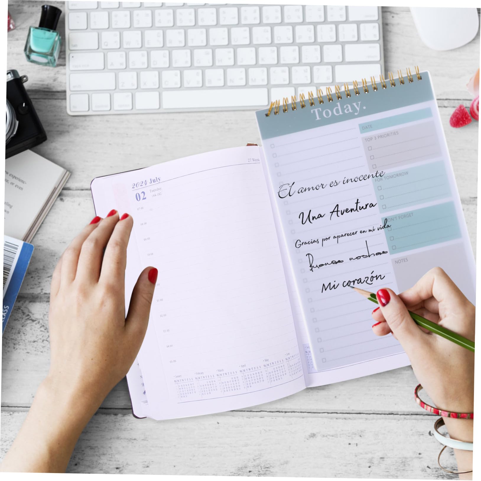 UKCOCO 4 piezas Planificador Semanal Portátil con Doble Cuaderno de Notas sin Fecha para Tareas Diarias Organizador Compacto para Oficina Escuela y Hogar de Unidades Verde Oscuro y Azul