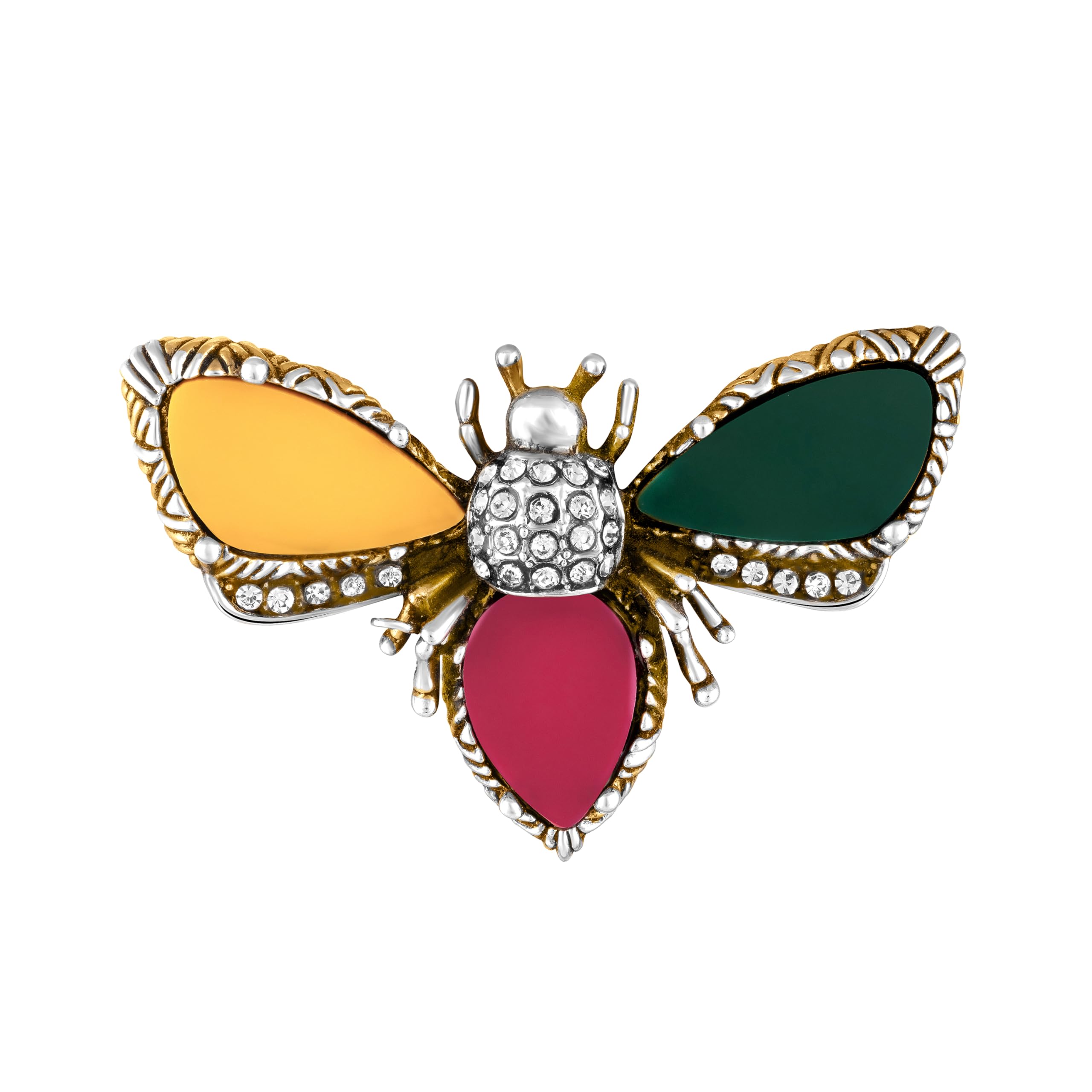Multicolor Acrylic Crystal Two Tone Bee-Shaped Brooch/Lapel Pin for Women (BP1101211GMul)-image-7