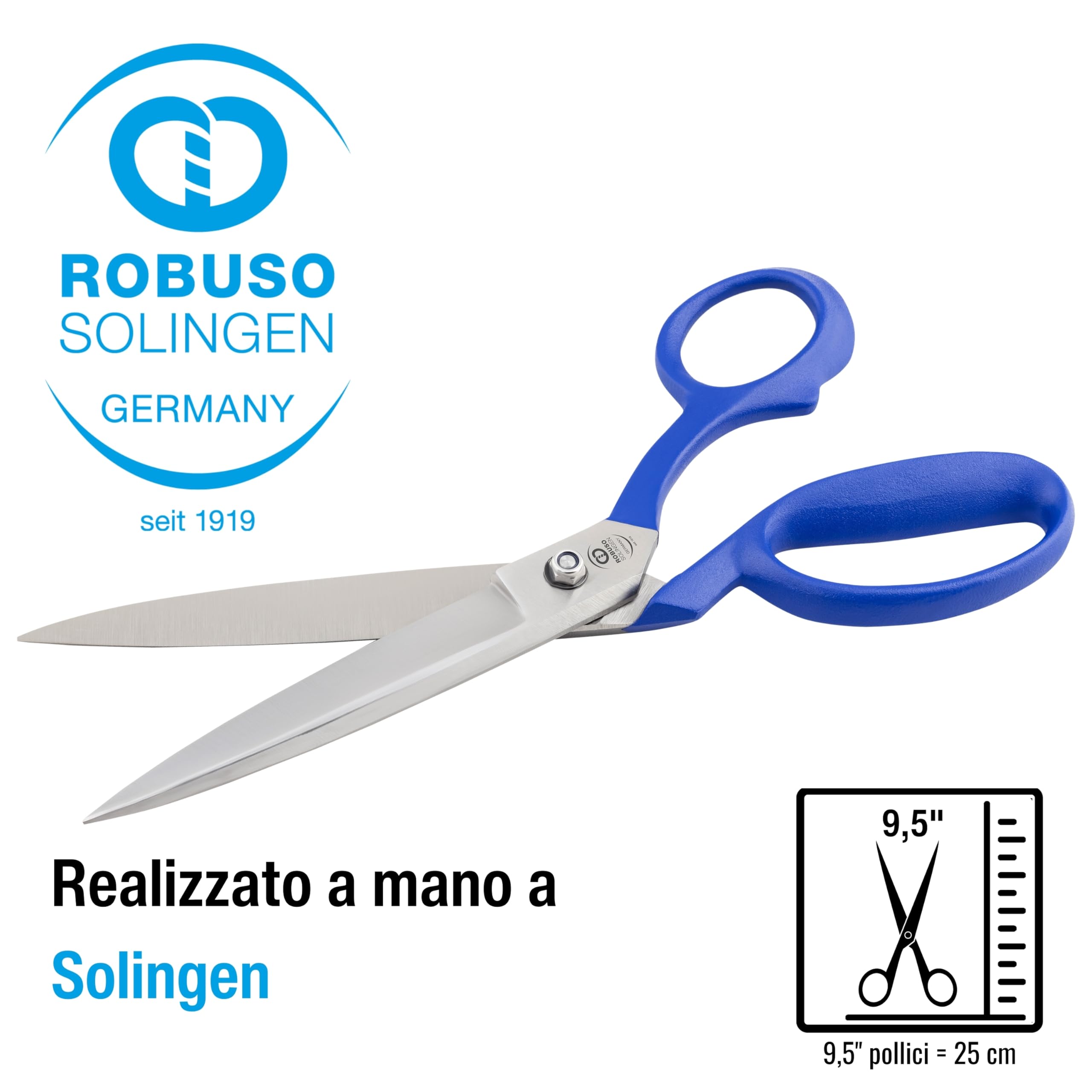 ROBUSO, forbici per tende, forbici per tessuti, rotonde, qualità Solingen, Germany 705/E/6 (15,7 cm), forbici in carbonio C60 forgiate e temprate