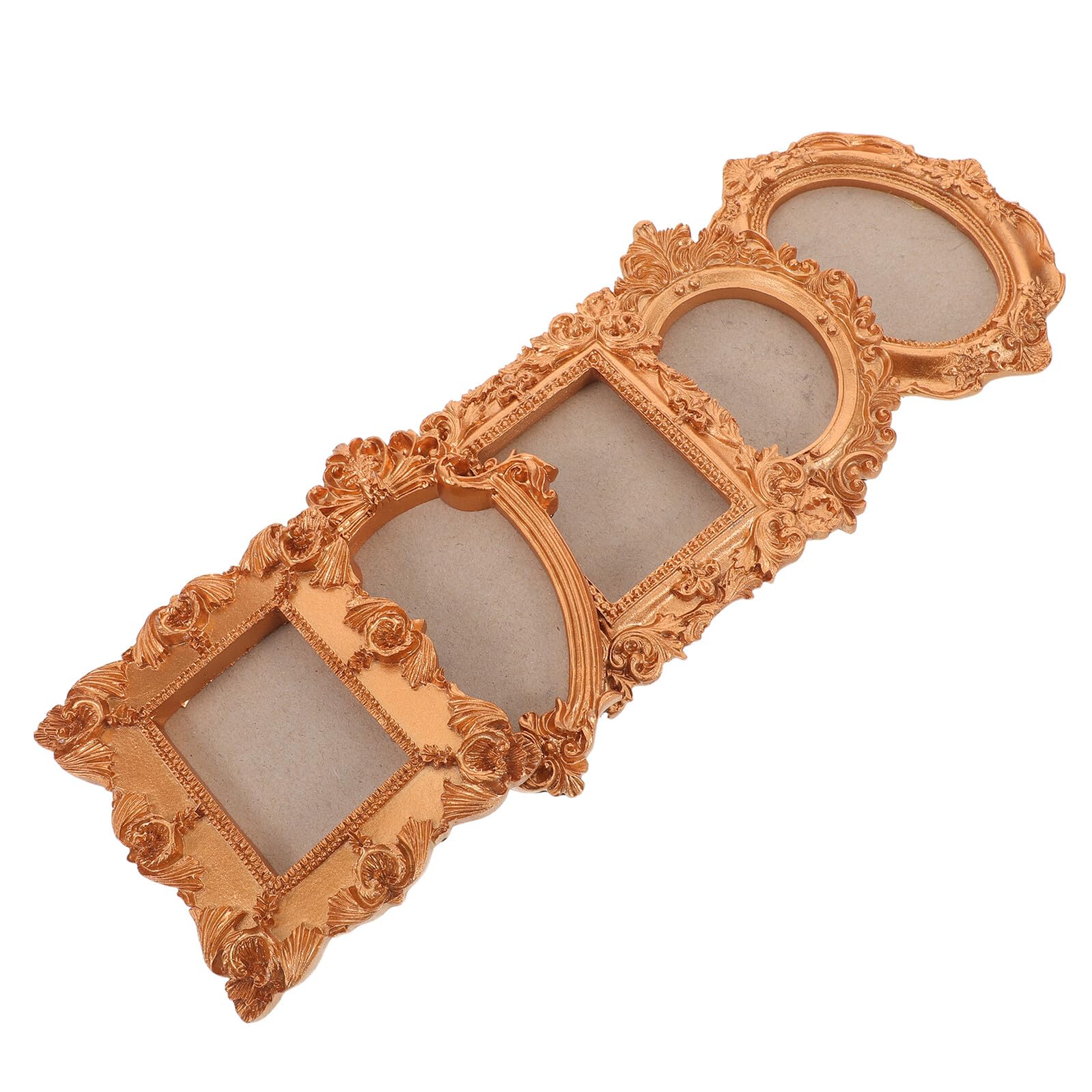 Healeved Kühlschrankmagnet Fotorahmen 5 Stück mit Ovalen und Rechteckigen Formen Muschelmotiven und Trockenblumen für Kreative Reisesouvenir Dekoration Gold