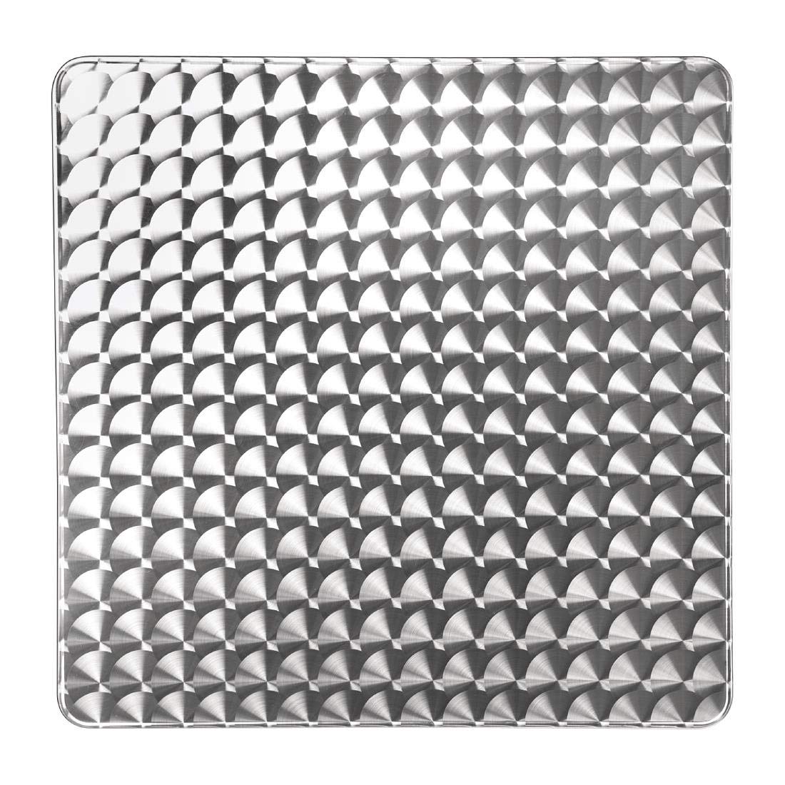 Bolero Edelstahl- und Aluminium-Quadrat-Bistrotisch 600 mm, Grau, Aluminiumrahmen & Edelstahlplatte, Größe: 720(H) x 600(B) x 600(T) mm, Gummifüße, Tisch für drinnen & draußen, flach verpackt, U427