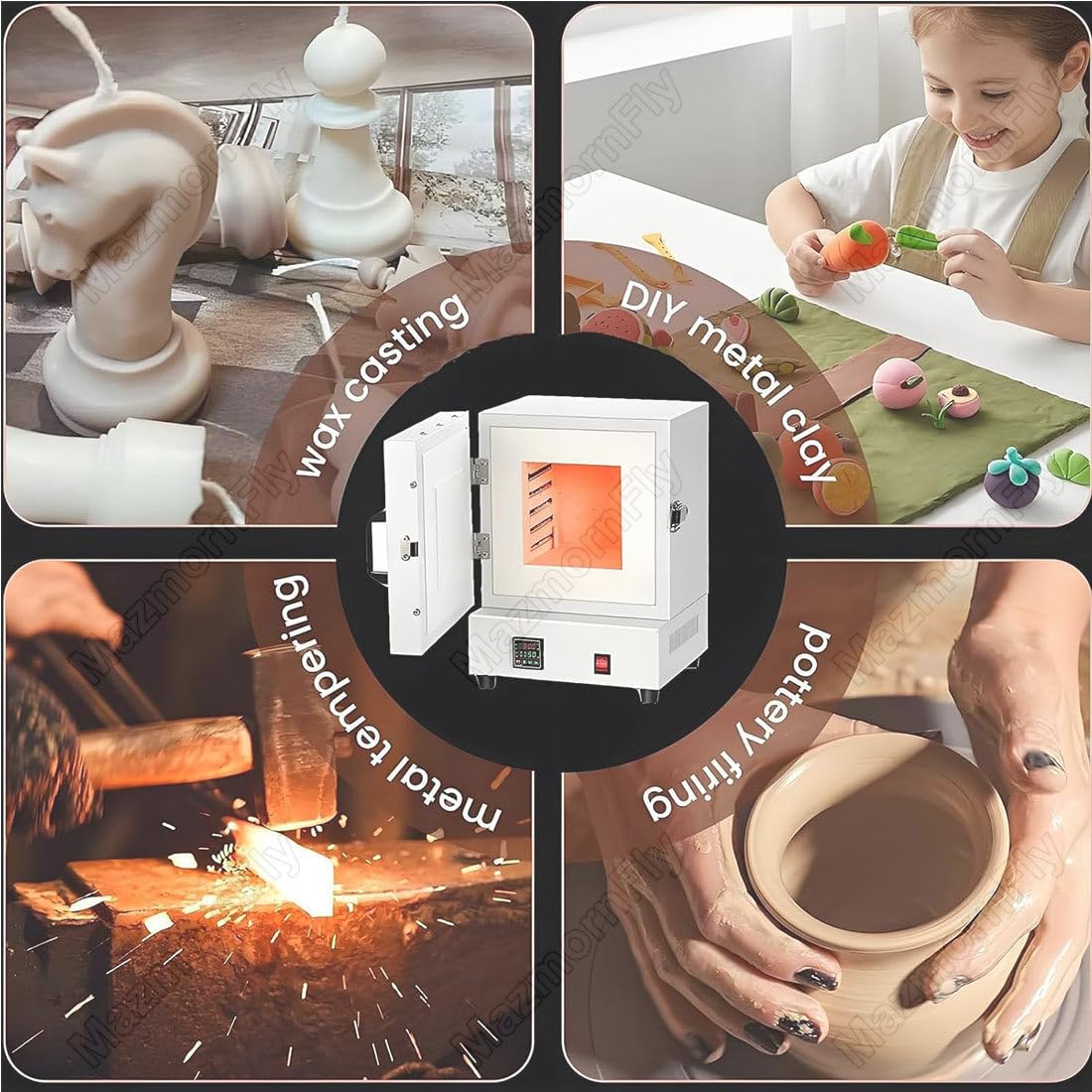 Forno a Muffola Elettrico 2000 W per Fusione Dei Metalli, Forno Laboratorio Ad Alta Temperatura 1150 ℃, Forno a Muffola Chiuso, Forno Elettrico Industriale per Fusione Di Gioielli E Metalli