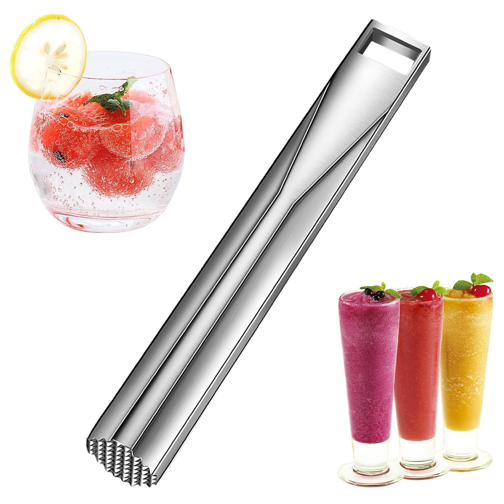 Pestello Per Cocktail In Acciaio Inox - Con Cucchiaio Da Bar Per Mojito E Frullati | Lunghezza 26 Cm - Foto 9