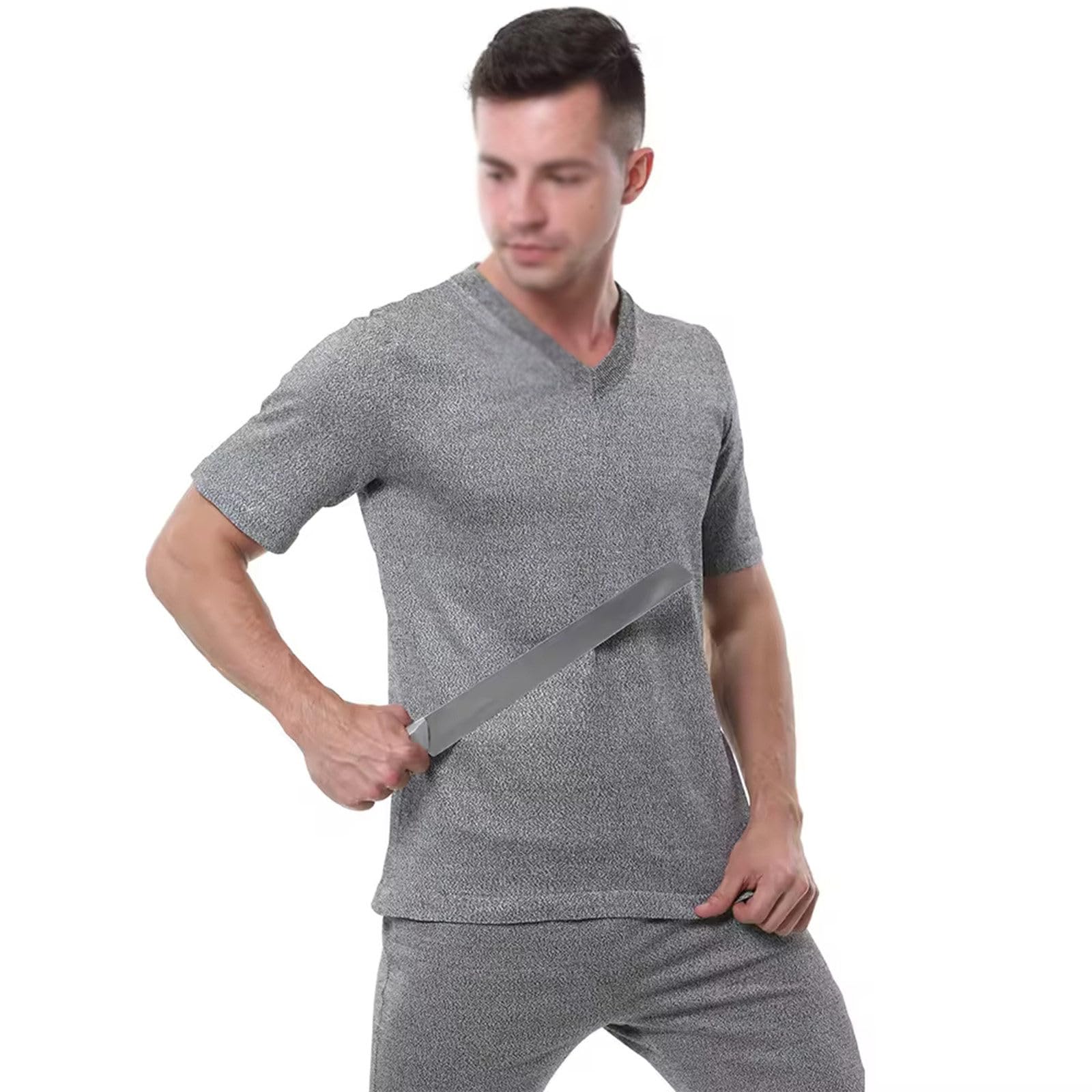 Prenda Superior De Seguridad De Manga Corta Anti-Corte Y Anti-PUñalada, Camiseta Protectora Nivel 5, Chaleco a Prueba De PUñaladas,para Personal Policial Y De Seguridad A-XL