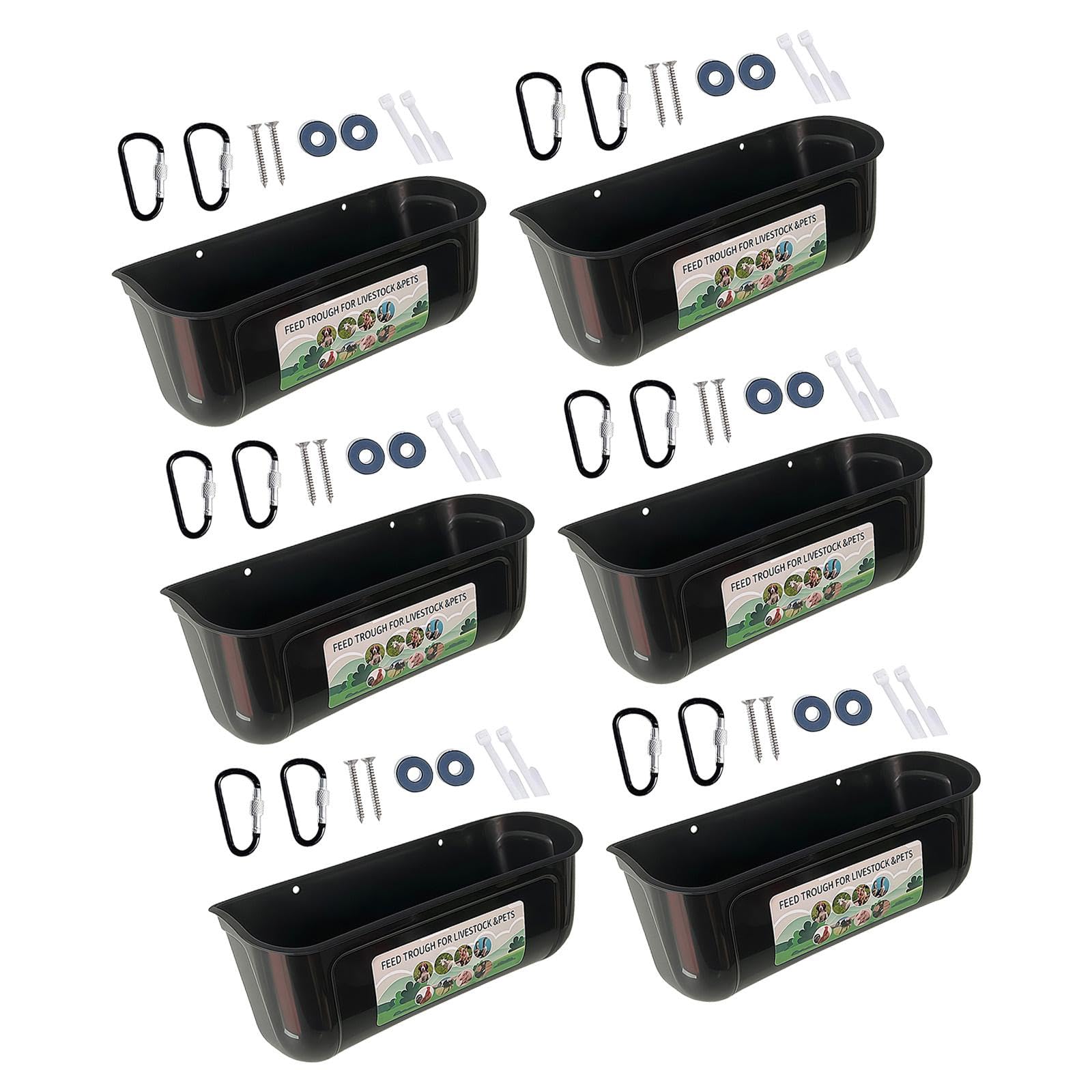 Comedero para aves de corral de ABS negro con clips, bridas para cables para jaula de pollo o comedero de pared para múltiples animales