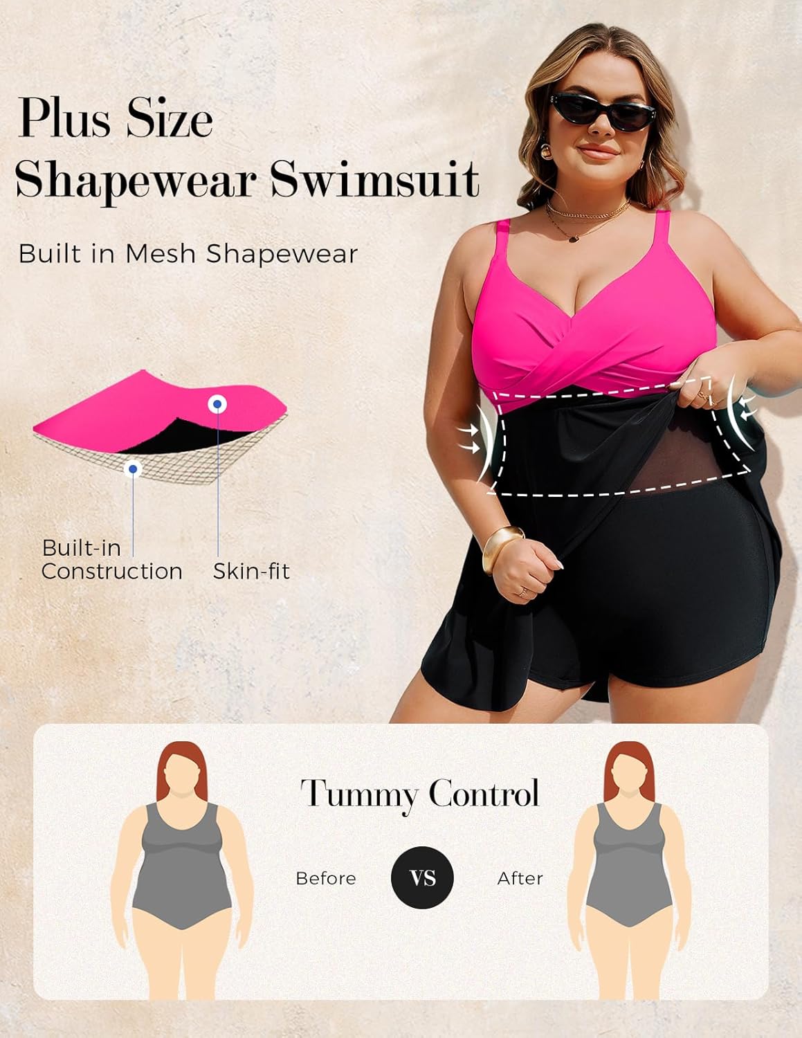 Hanna Nikole Women Plus Size One Piece Swim Dress Tummy Control Swimsuits Twist Front Bathing Suit Body Shaping Swimwear - Image 3
