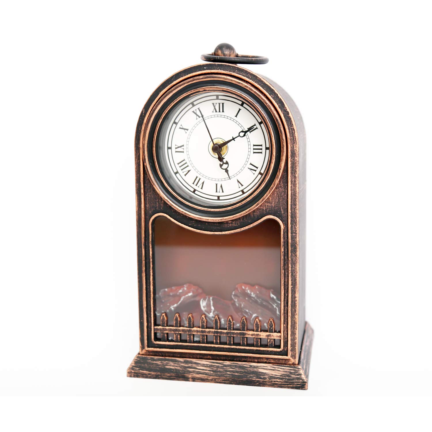 Sifcon Light Decorative Fireplace Lamp With Clock Decorative