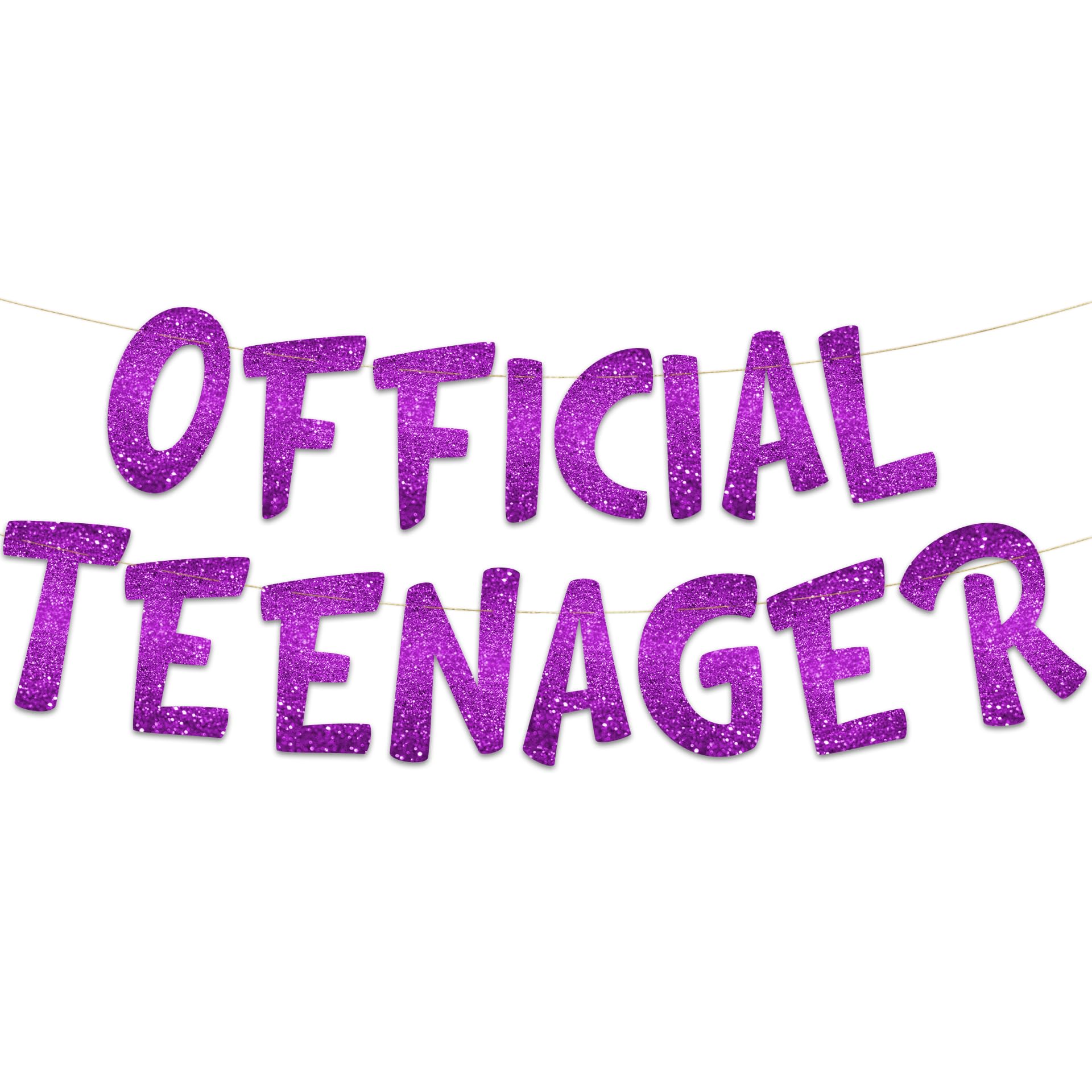 Official Teenager Purple Glitter Banner - 13th Birthday Party Decorations, Gifts, and Supplies