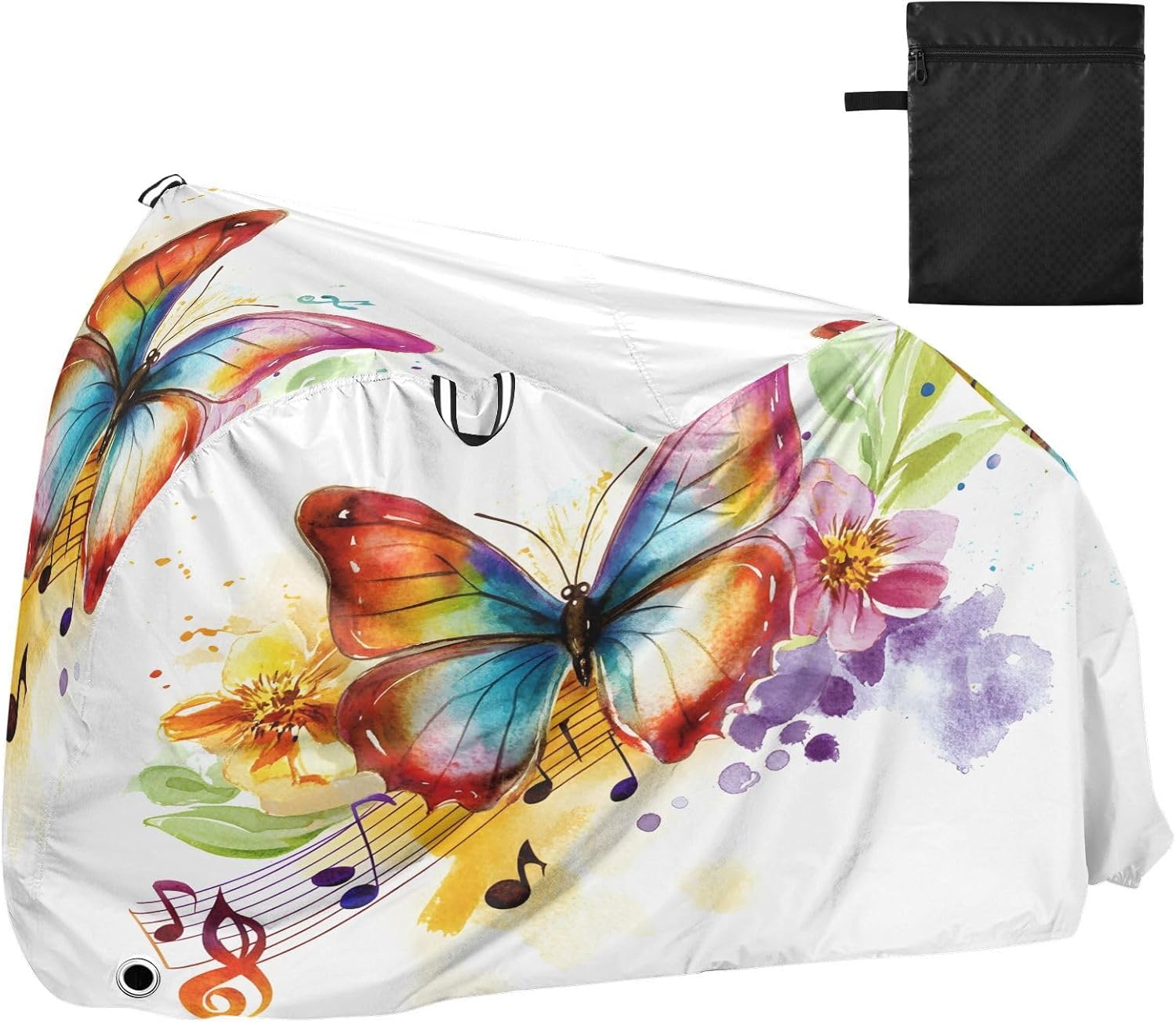 ALAZA Butterfly Music Notes Bike Cover Waterproof Outdoor Ebike Bicycle Covers Tarp Protection for 1/2 Bikes, Sun UV Dust Wind Proof