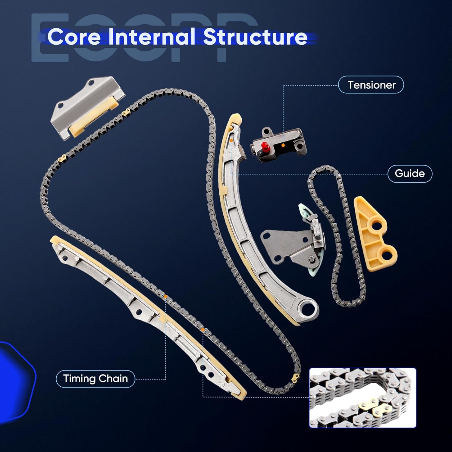 ECCPP Engine Timing Chain Kit Fits for Acura RSX, for 2002-2009 for Honda Civic; 2002-2006 for Acura RSX OE# TK40412S,TS21831DR, w/Pump Chain Timing Chain Tensioner Guide