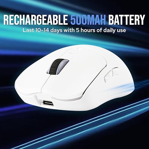 Miniatura 7 de MechLands Aula SC580 Ratón inalámbrico, mouse ergonómico para juegos, con 10000 DPI ajustables, conexiones BT 5.0/2.4GHz/cableadas, 6 botones,