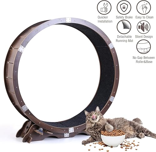 Miniatura 6 de LOCDION Ejercitador de ruedas para gatos de interior, rueda de ejercicio para gatos con diseño preensamblado mejorado, cinta de correr grande para