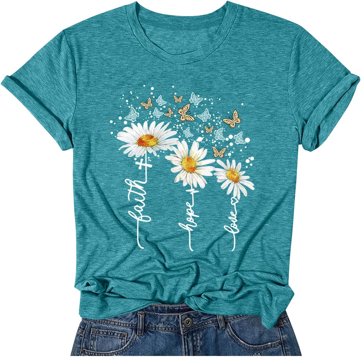 Women’s Summer Round Neck Short Sleeve Print Casual Tops Cute Fashion Funny Tshirt