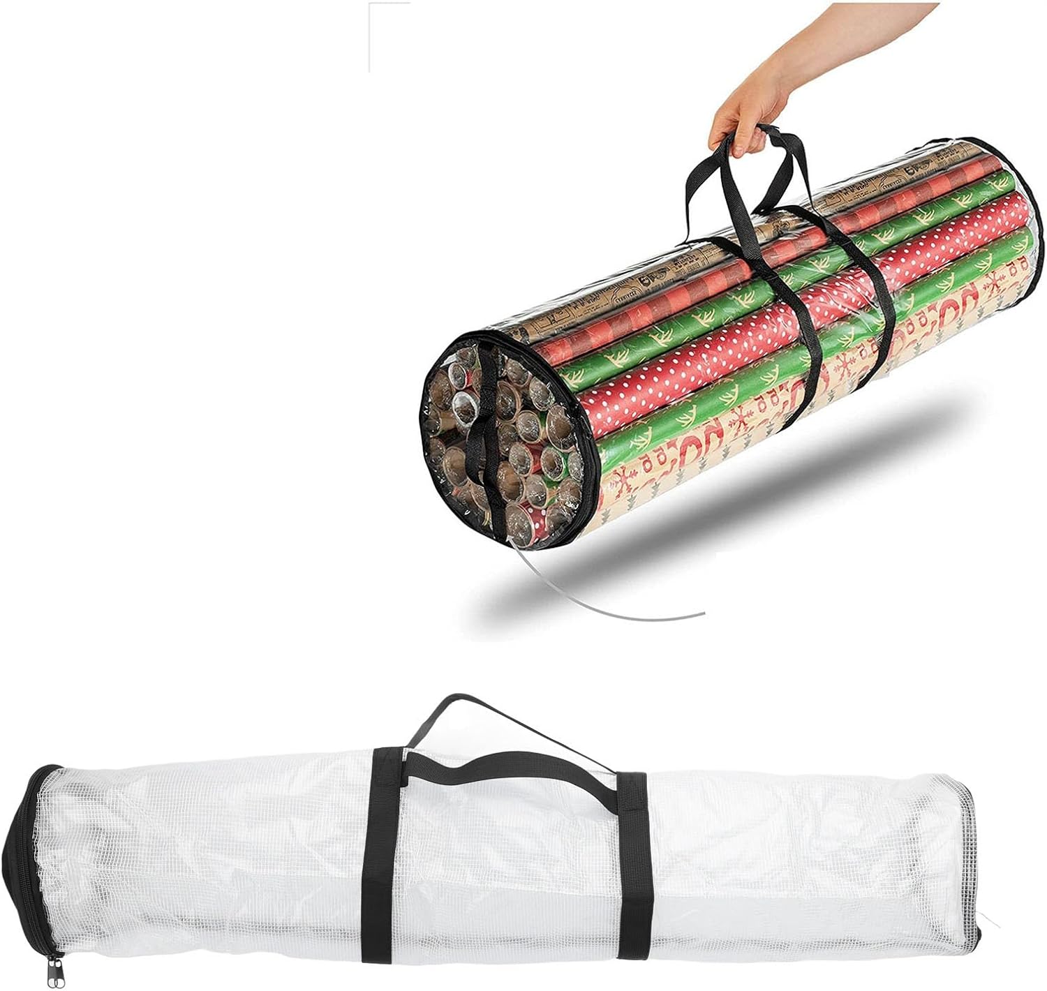 Pilipane Gift Wrap Organizer Large Capacity Transparent Wrapping Paper Storage Bag for Gift Wrapping Supplies PVC Material 80x16cm