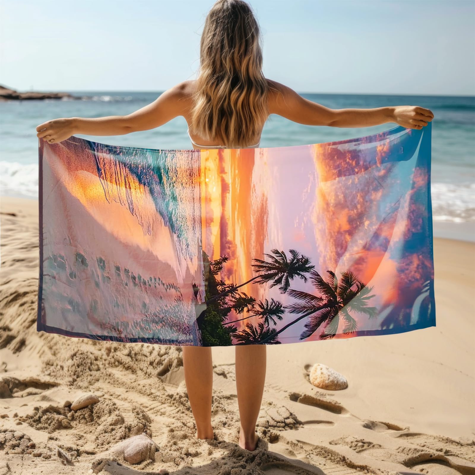 Telo Mare Microfibra 210x230 Spiaggia Gialla Telo Spiaggia Grande Antisabbia,XXL Asciugamano Mare, Asciugatura Rapida, Stuoia Spiaggia Leggero E Portatile