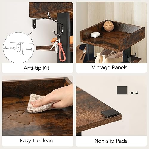 Miniatura 6 de HOOBRO Zapatero vertical, organizador de zapatos de 7 niveles con ganchos, zapatero estrecho para 7 pares, ahorro de espacio, estable y fuerte, para