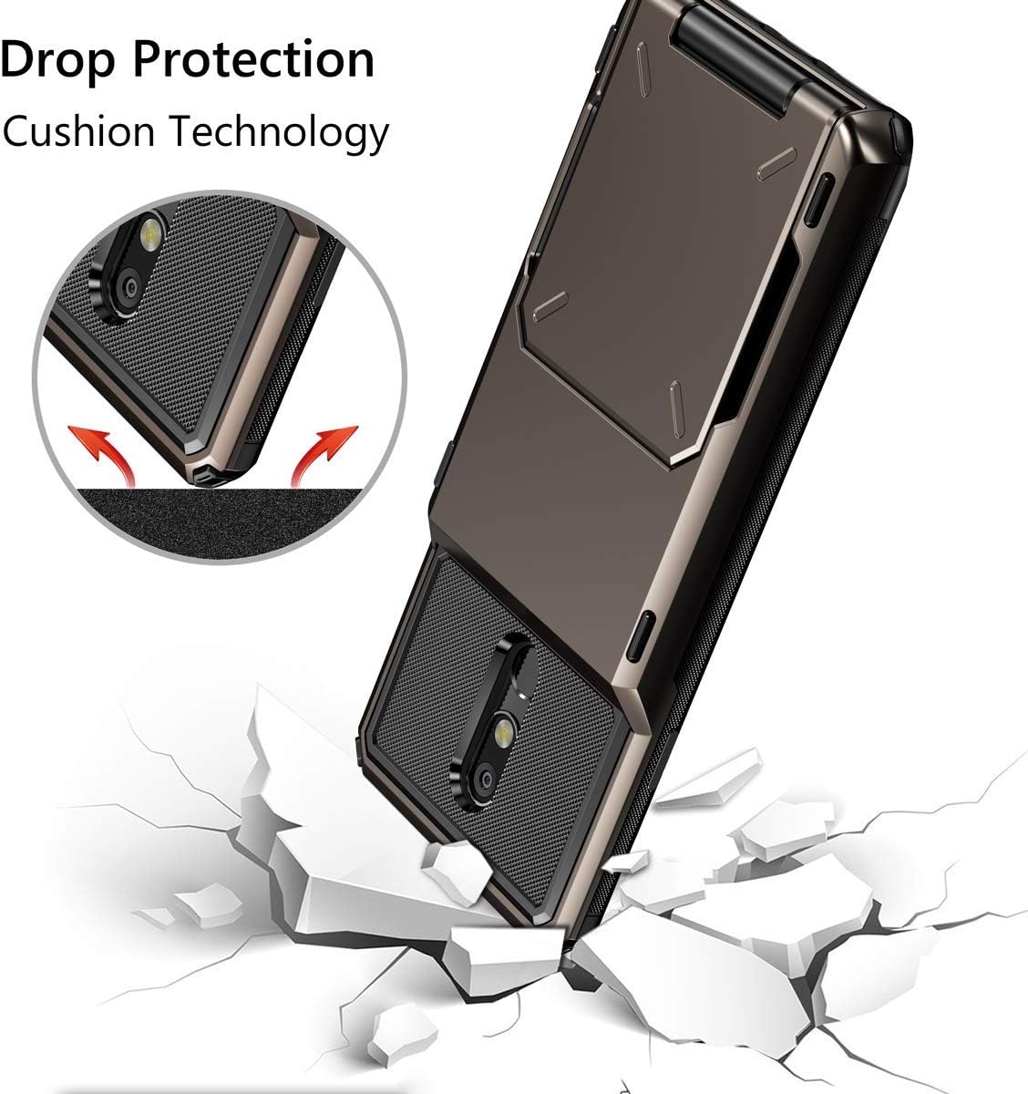 Vofolen Case for LG Stylo 5 Case Wallet [4-Card Pocket] Credit Card Holder ID Slot Anti-scratch Dual Layer Protective Bumper Rubber Armor Non-slip Hard Shell Cover Case for LG Stylo 5 5+ 5V -Gun Metal