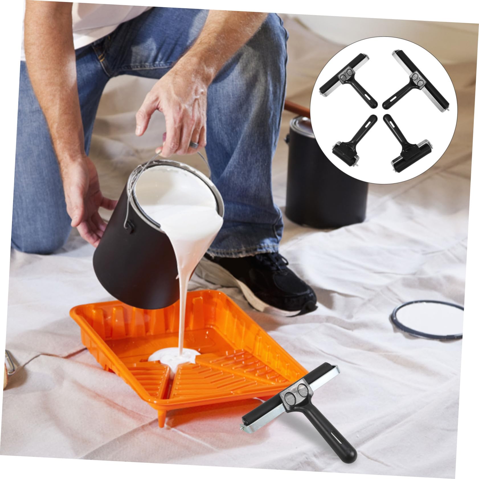 WOONEKY 4 Stück Teiliges Druckwalzen für Linoldruck und Bastelarbeiten Langlebige Brayers Printmaking Roller Vielseitig Einsetzbar für Stempeln Kleben Einfärben Leicht zu Reinigen und