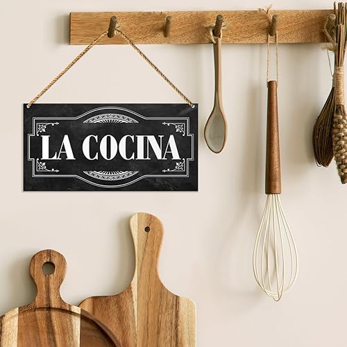 Miniatura 5 de Letrero decorativo de madera para cocina, decoración de pared de puerta española de La Cocina para casa de campo, cocina, comedor, decoración