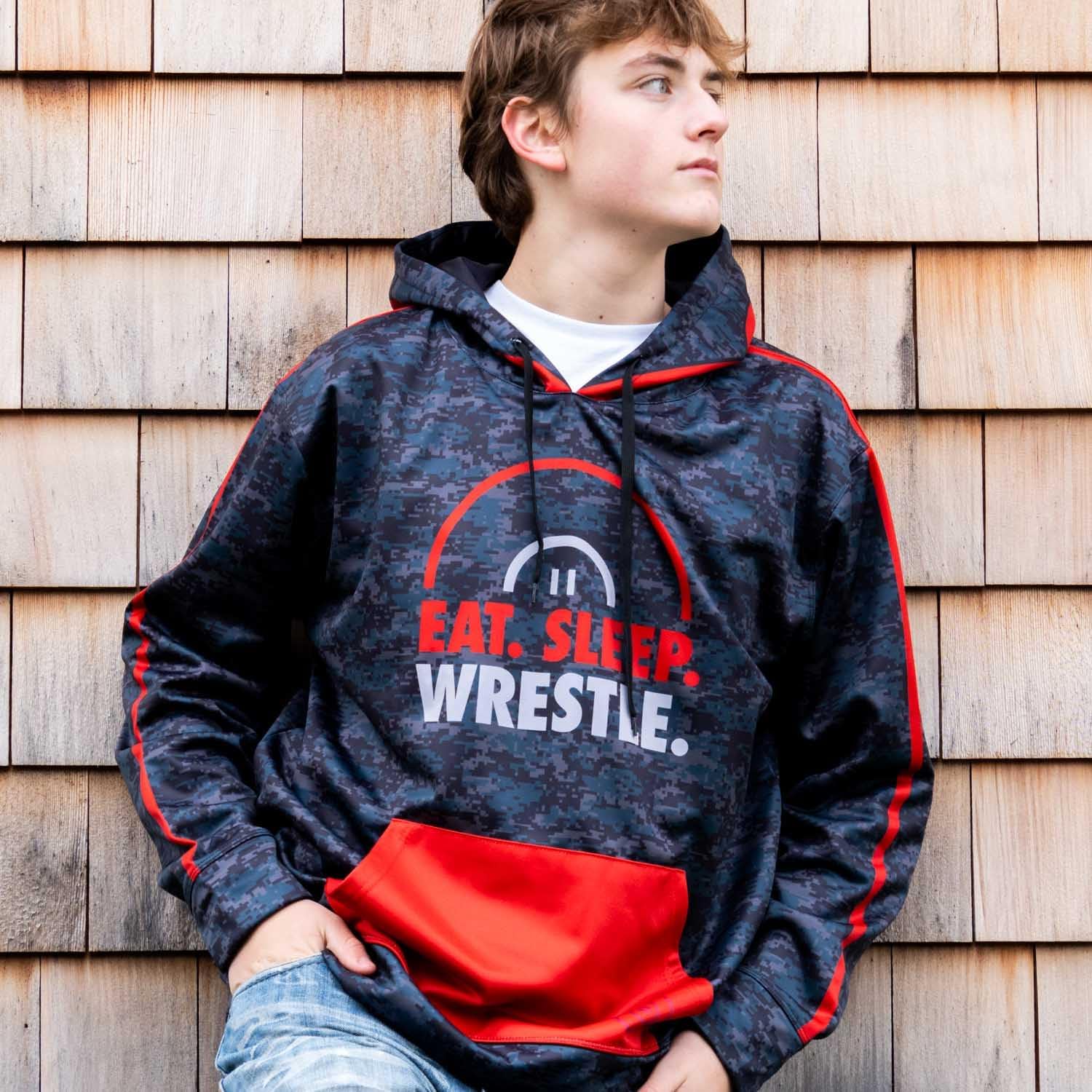 ChalkTalkSPORTS Wrestling Hooded Sweatshirt | Eat Sleep Wrestle Gameday Hoodie | Youth & Adult Sizes - Image 2