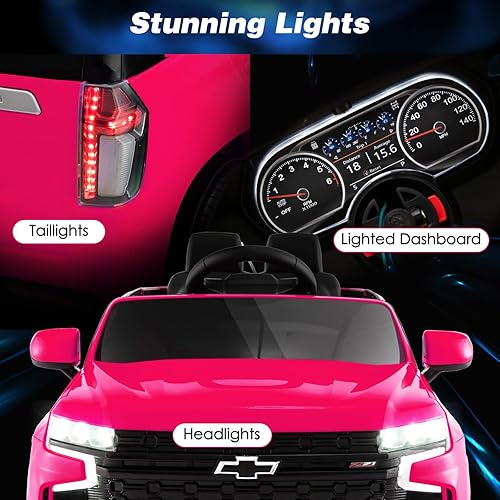 Miniatura 2 de HONEY JOY Camión para montar, Chevrolet Tahoe con licencia de 12 V, vehículo eléctrico Chevy para niños, arranque suave, música, luces, juguete de