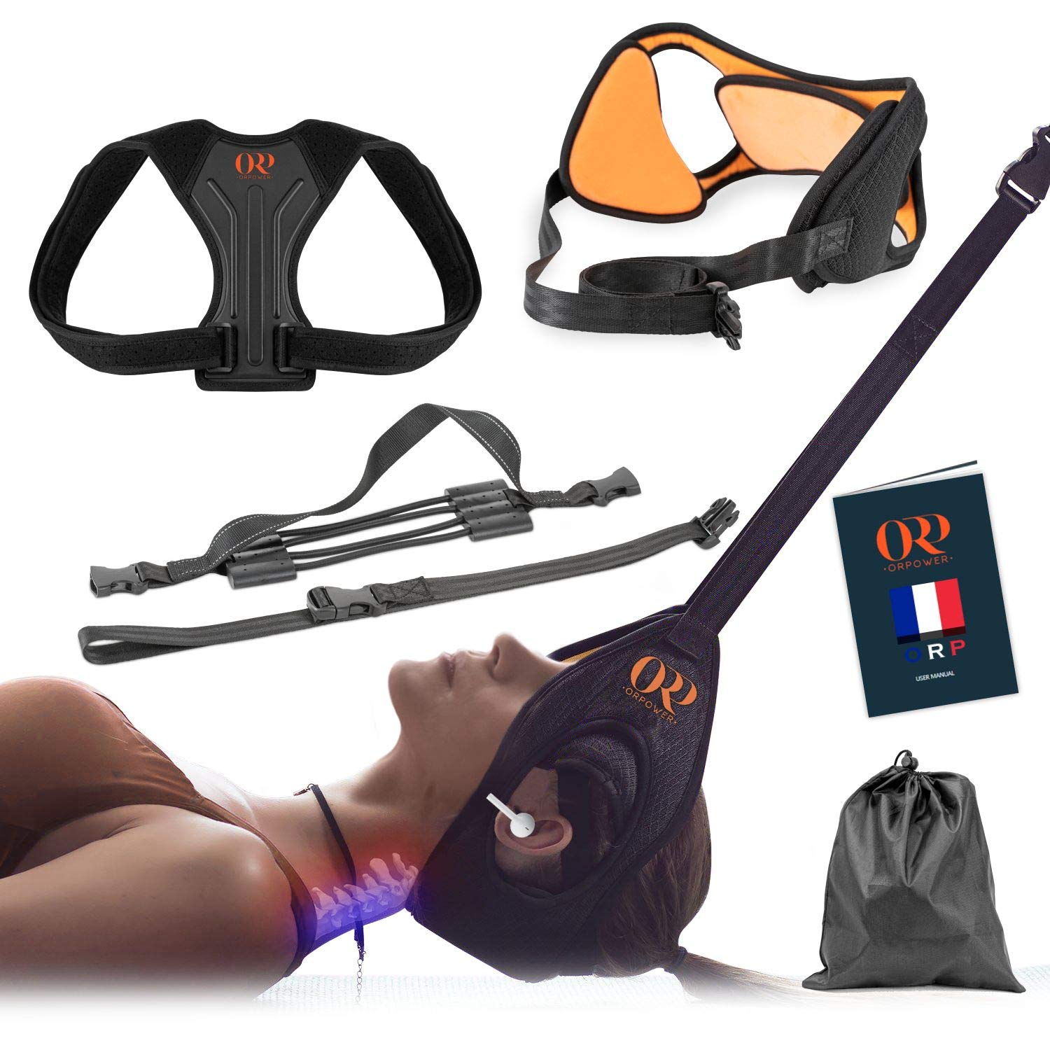 ORPOWER Cervical Hammock, Posture Corrector, for Neck Pain, Back Pain, Trigger Point, Headache, Back Straightening, Head Hammock Cervical Traction Kit, One Size Fits All, Unisex