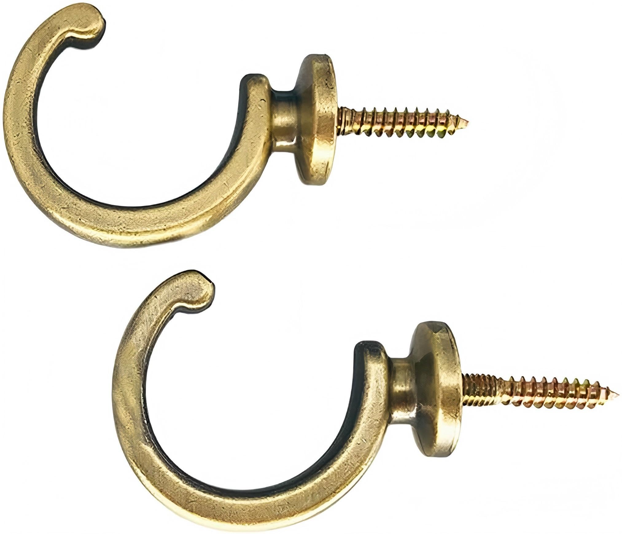 Curtain Tie Backs Hooks,Curtain Holdbacks - 2Pcs Tie Back Hooks for Curtains Living Room, Bedroom, Kitchen & Bathroom (Brass) ﻿