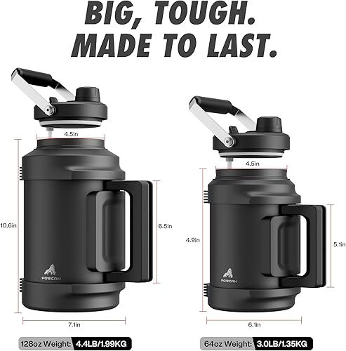 Miniatura 6 de Botella de agua aislada de 1 galón para viajes tapa de boquilla de popote 2 en 1, mango doble, a prueba de fugas, mantiene el frío 48 horas, jarra