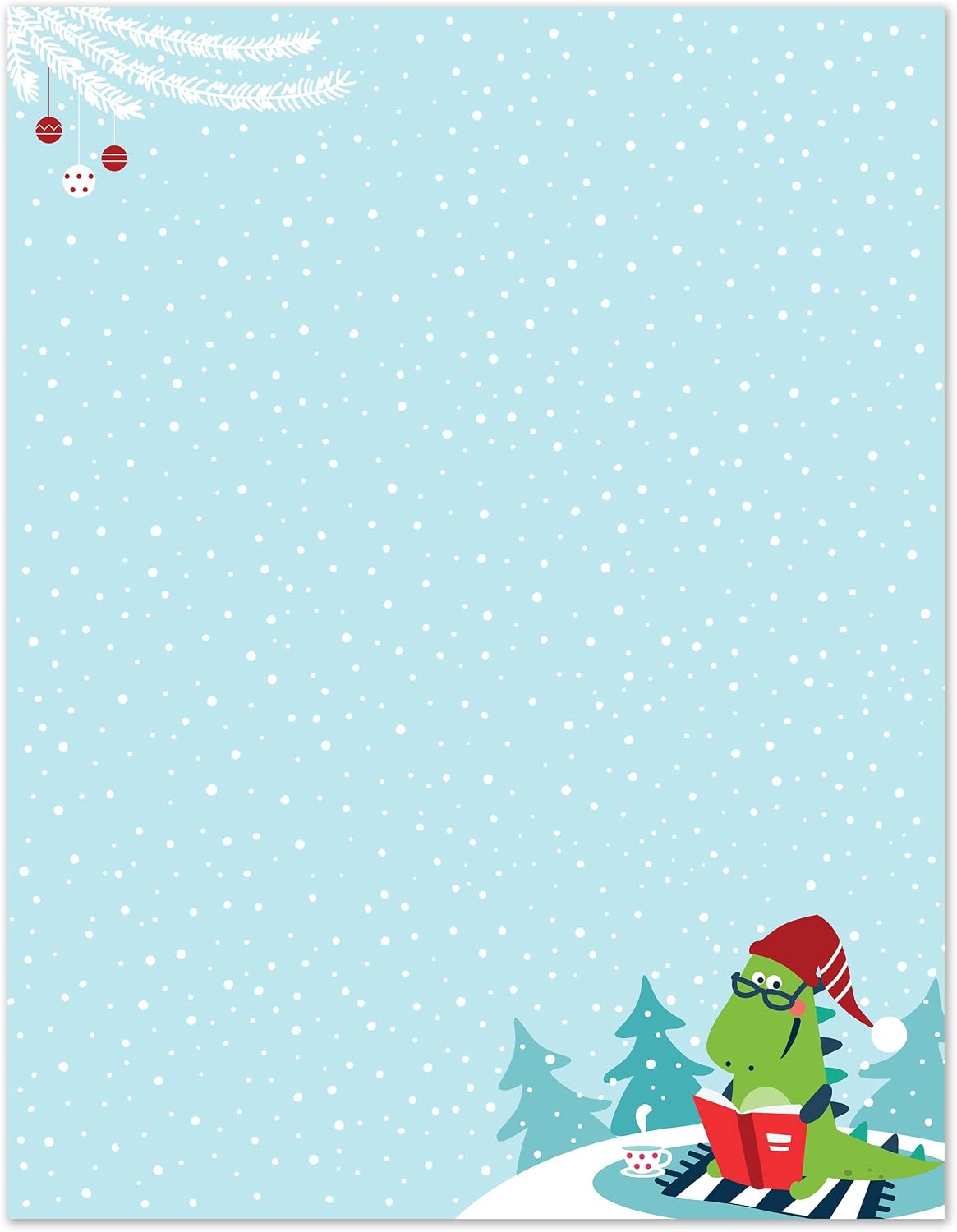 Great Papers! Holiday Stationery Letterhead, Christmas Dino Reading, 8.5" x 11", 50 sheets (2022013)
