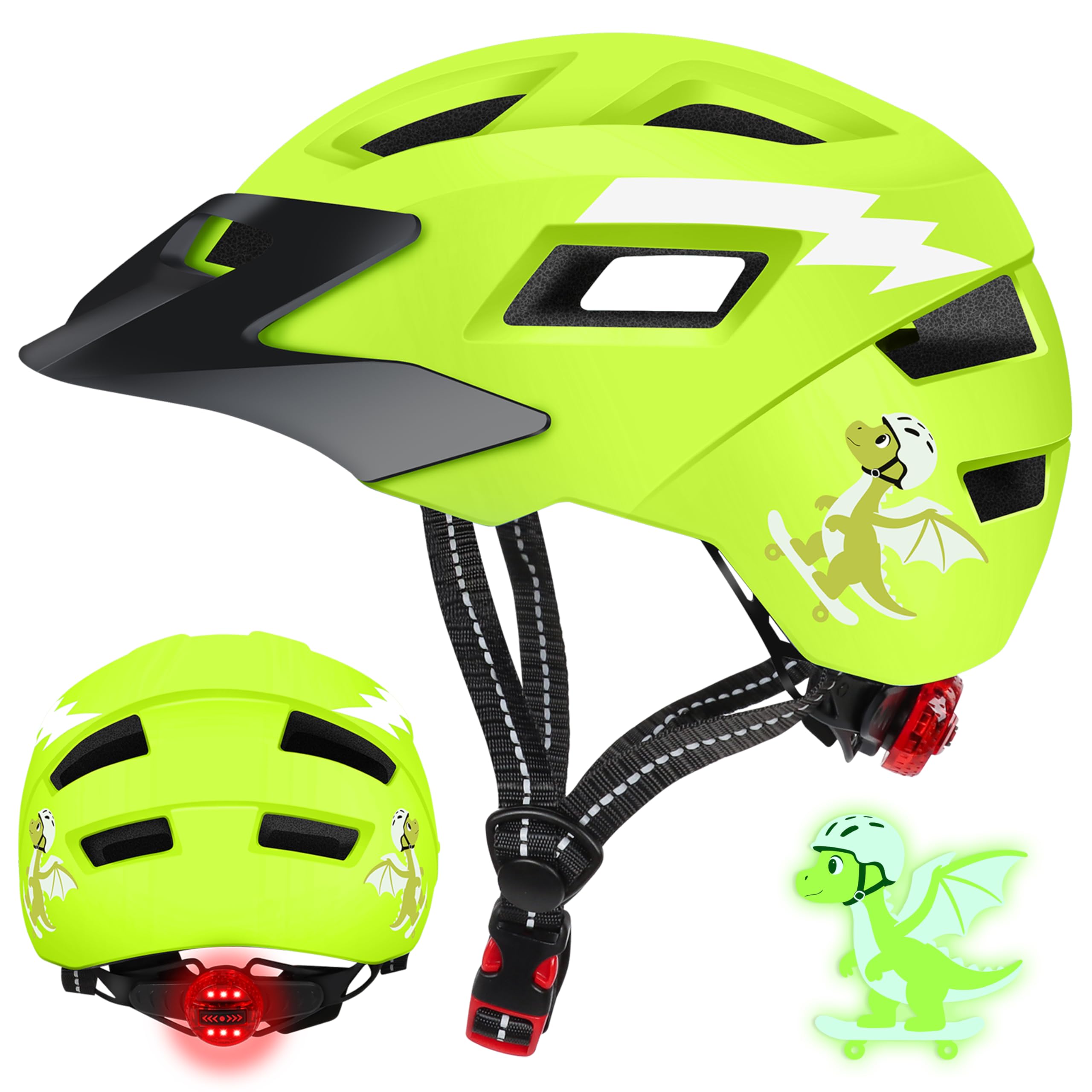 JONRRYIN Casco per Bambini Regolabile, Casco da Bici per ragazze ragazzi Bambina Bambino 3-13 Anni, Casco protettivo per resistente Agli Urti e Agli Impatti, 14 Prese d'aria