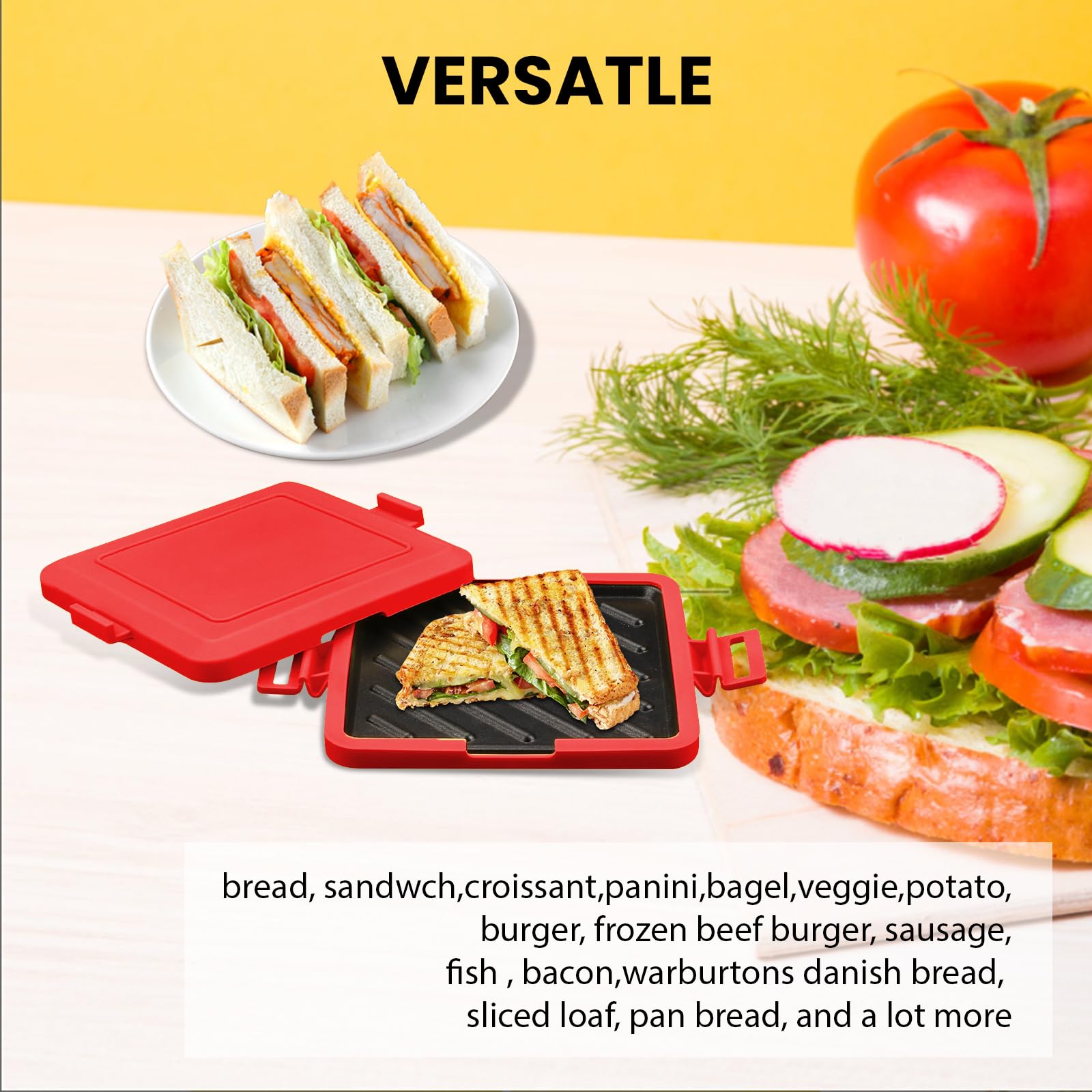 2-in-1 Magnetron Sandwich- En Wafelmaker - Afneembare Siliconen Vaatwasmachinebestendig En Draagbaar Voor Thuis Of Reis