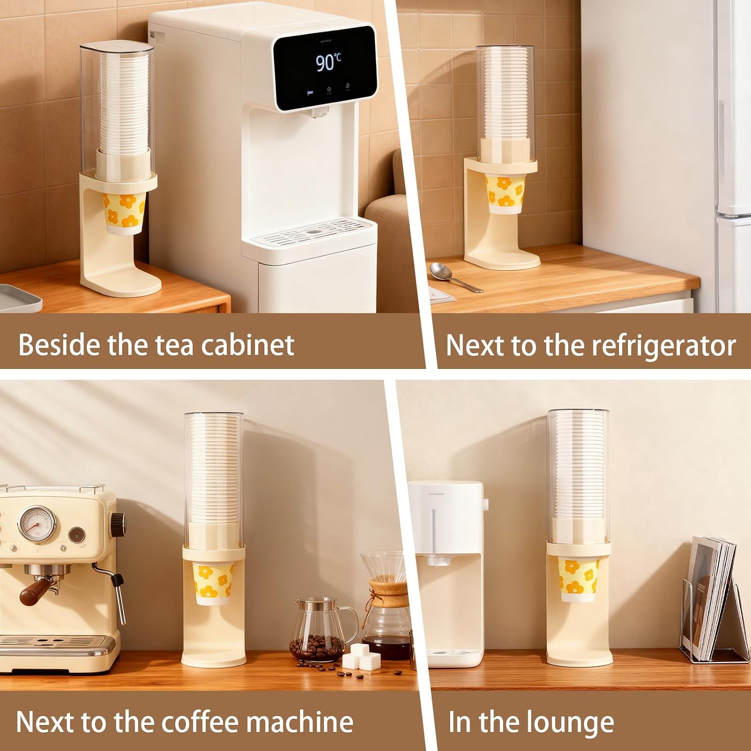 Cup Dispenser Pull Type Dust-Proof Fits 5-8oz Disposable Paper Plastic Water Cooler Cups