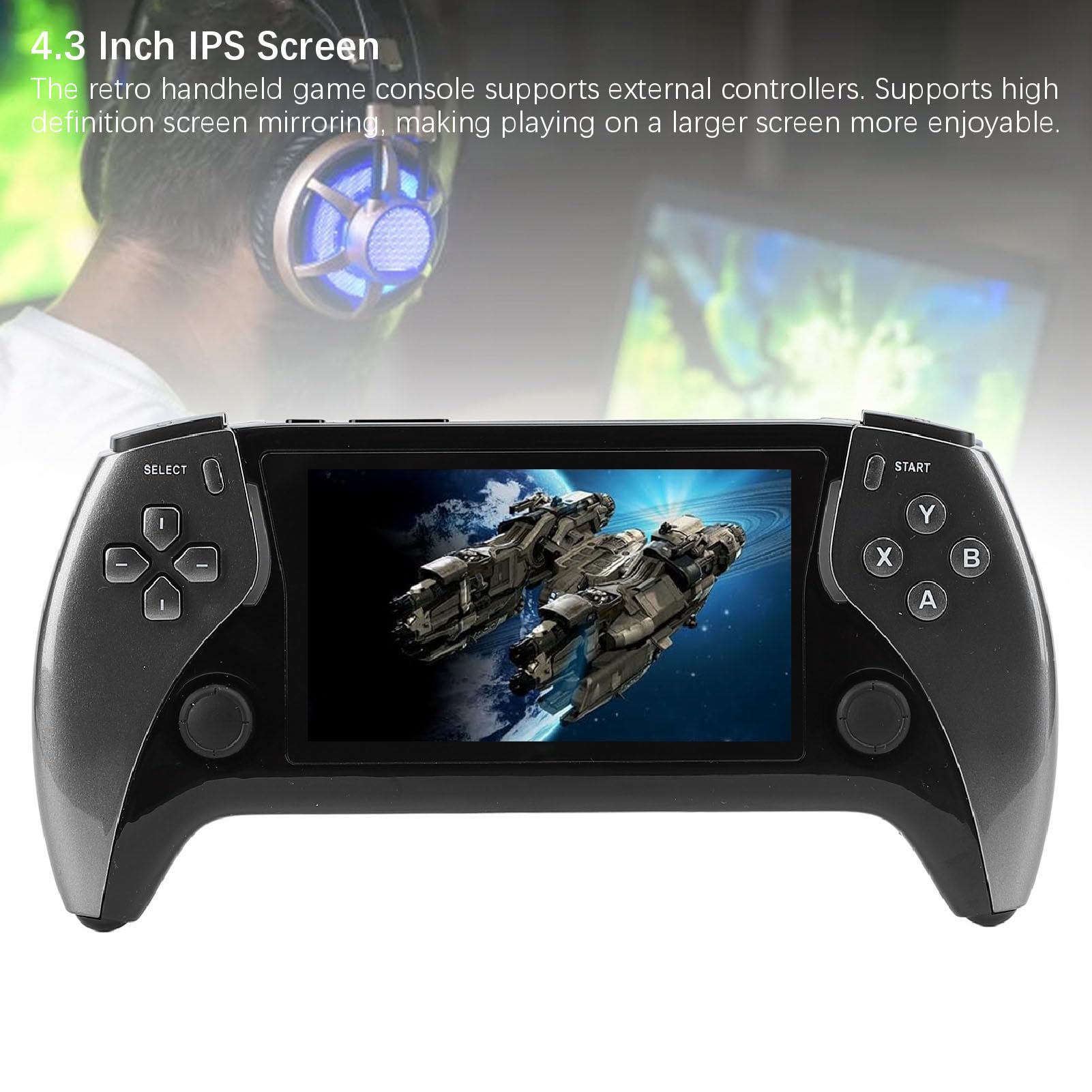 Console di gioco retrò portatile Schermo 4,3 pollici IPS 800x480 Quad CPU ATM 7051 DDR3 2 GB ROM 8 GB Supporta 11 emulatori Console di gioco portatile per adulti Viaggi p (Grigio)