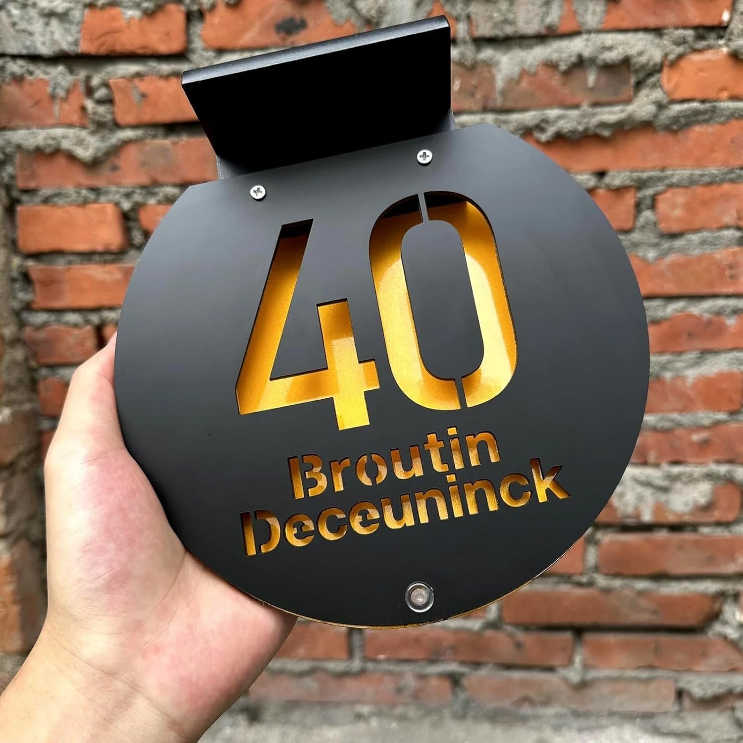 Personalized Solar Modern Door Plaque,House Number Sign,Solar House Number Light,Outdoor Led Lighted Address Sign,for Hotel Garden Yard Home,Housewarming Gift (Black White,28x28cm)