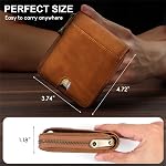 Huztencor Genuine Leather Zipper Wallet for Men RFID Blocking Mens Wallet with Zipper Coin Pocket ID Window Vintage Brown